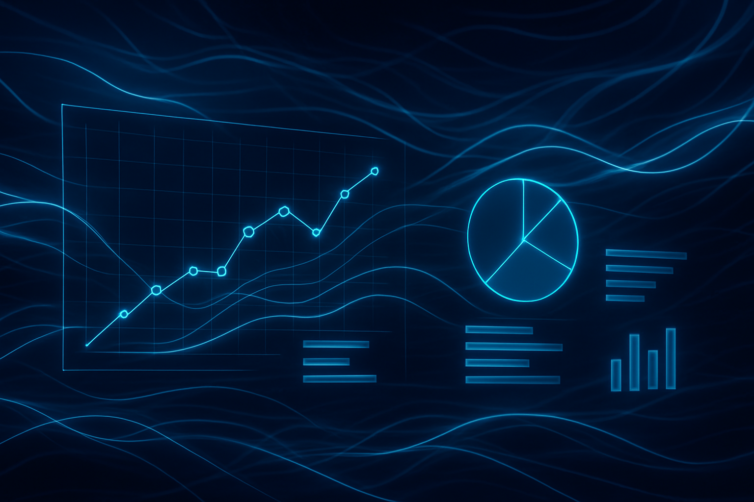 Flujos de datos de IA abstractos y paneles brillantes que simbolizan la optimización del recorrido del cliente basada en datos.